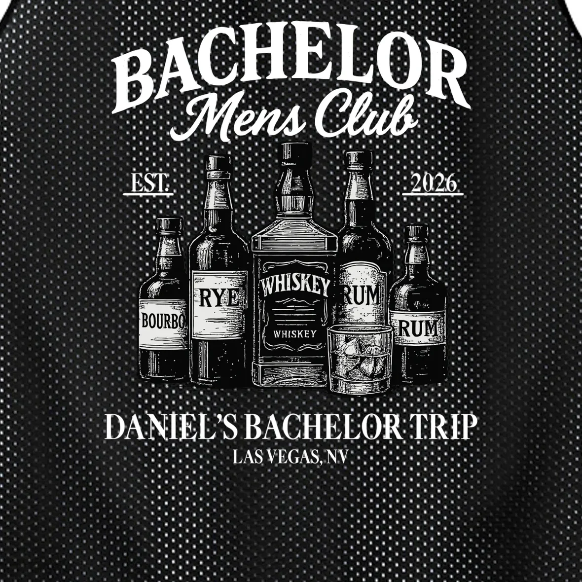 BACHELOR Mens Club Whiskey Rye Bourbon Rum (Customizable) Men's Basketball Jersey - Front - Close-up