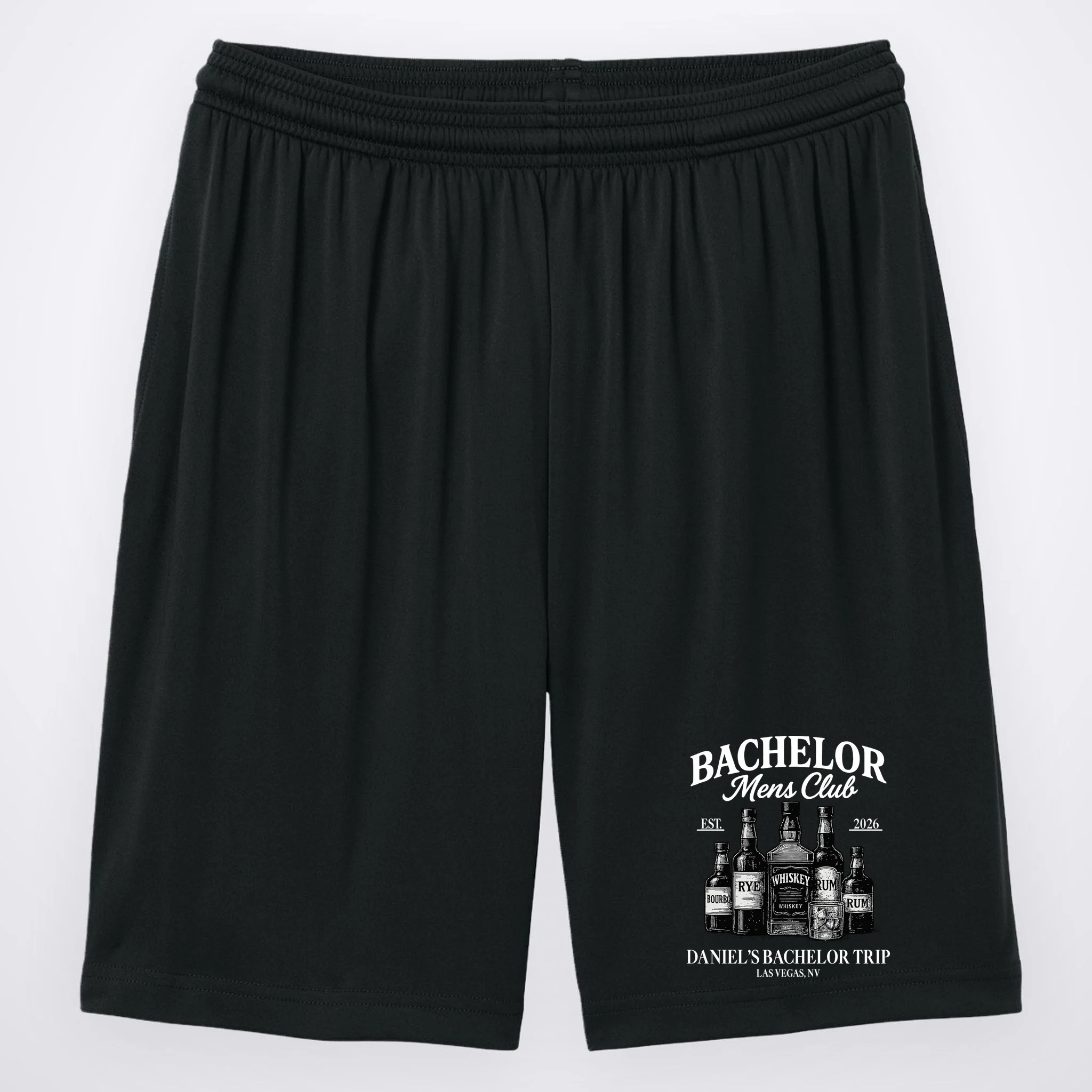 BACHELOR Mens Club Whiskey Rye Bourbon Rum (Customizable) Men's Shorts - Front