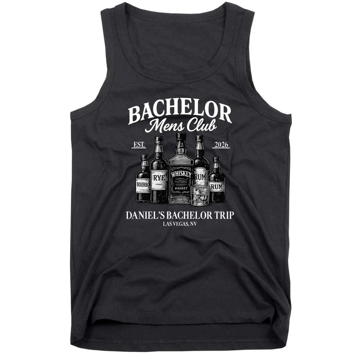 BACHELOR Mens Club Whiskey Rye Bourbon Rum (Customizable) Men's Tank Top - Front
