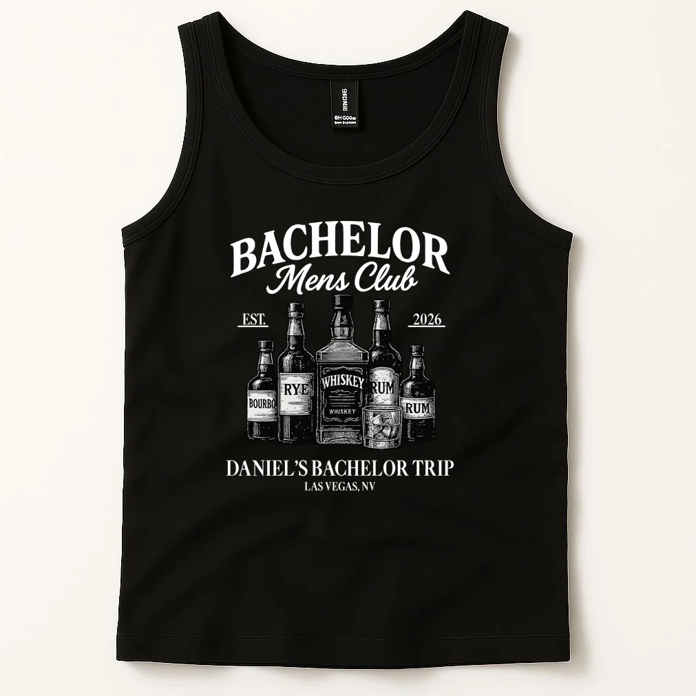 BACHELOR Mens Club Whiskey Rye Bourbon Rum (Customizable) Tank Top - Front 1
