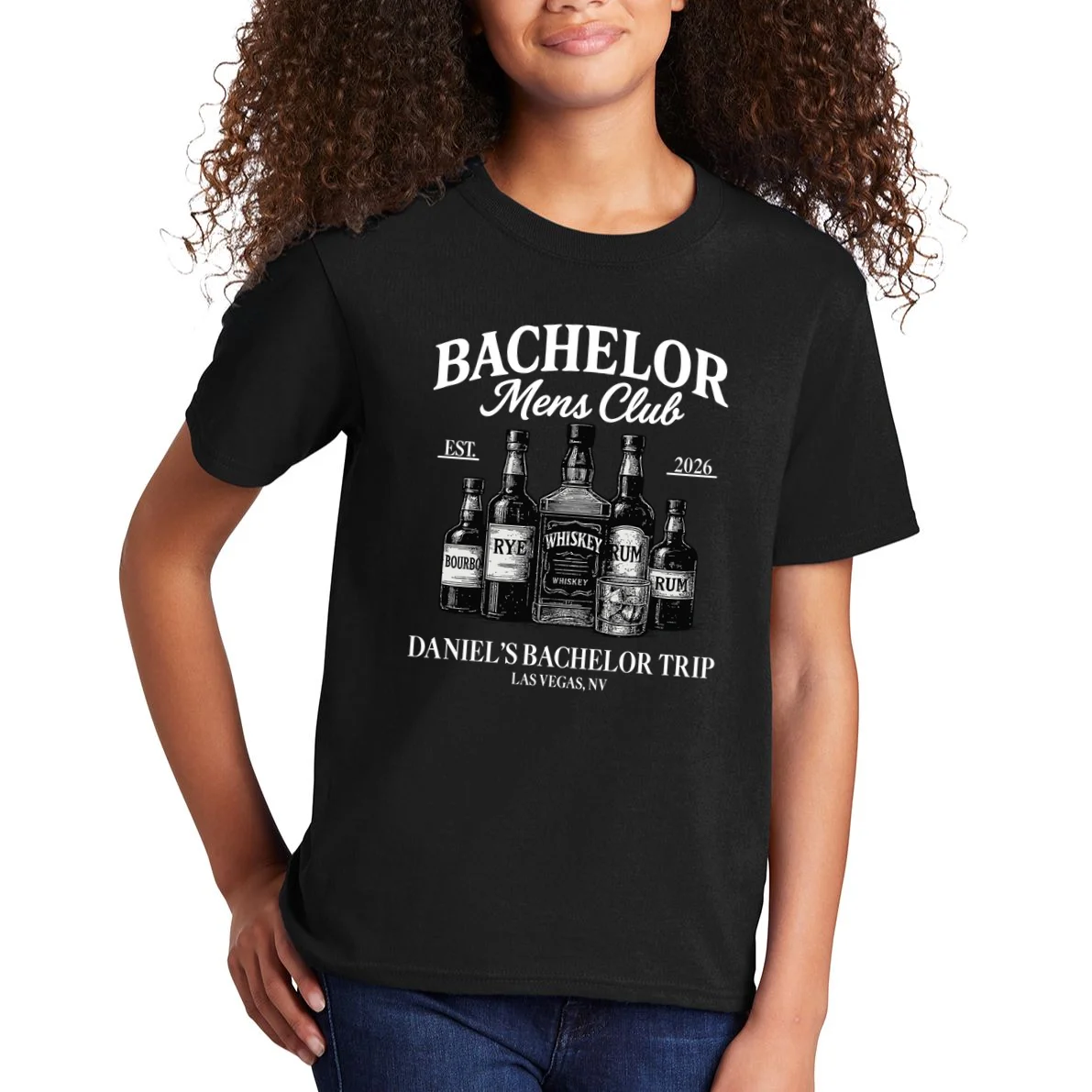 BACHELOR Mens Club Whiskey Rye Bourbon Rum (Customizable) Kids T-Shirt - Front 1
