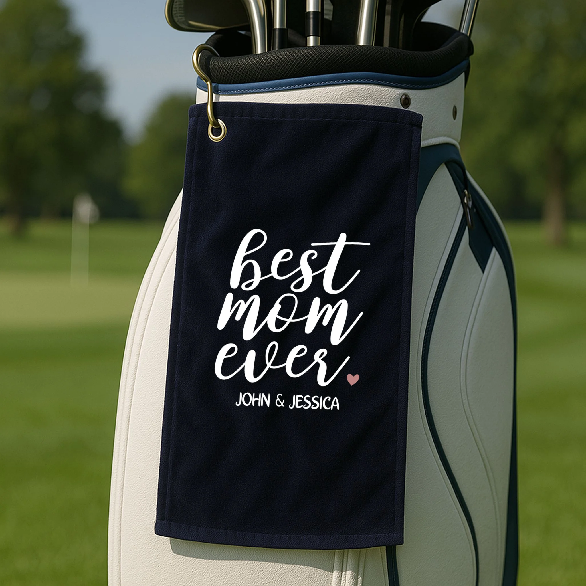 best mom ever Customizable Gift for Mom Golf Towel - Front 2