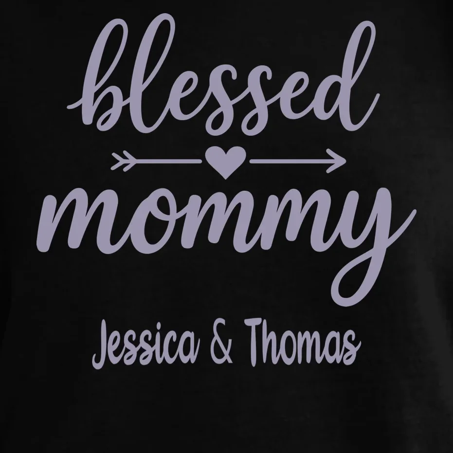Blessed Mommy Jessica & Thomas Customizable Gift For Mom Comfort Colors Unisex T-Shirt - Front - Close-up