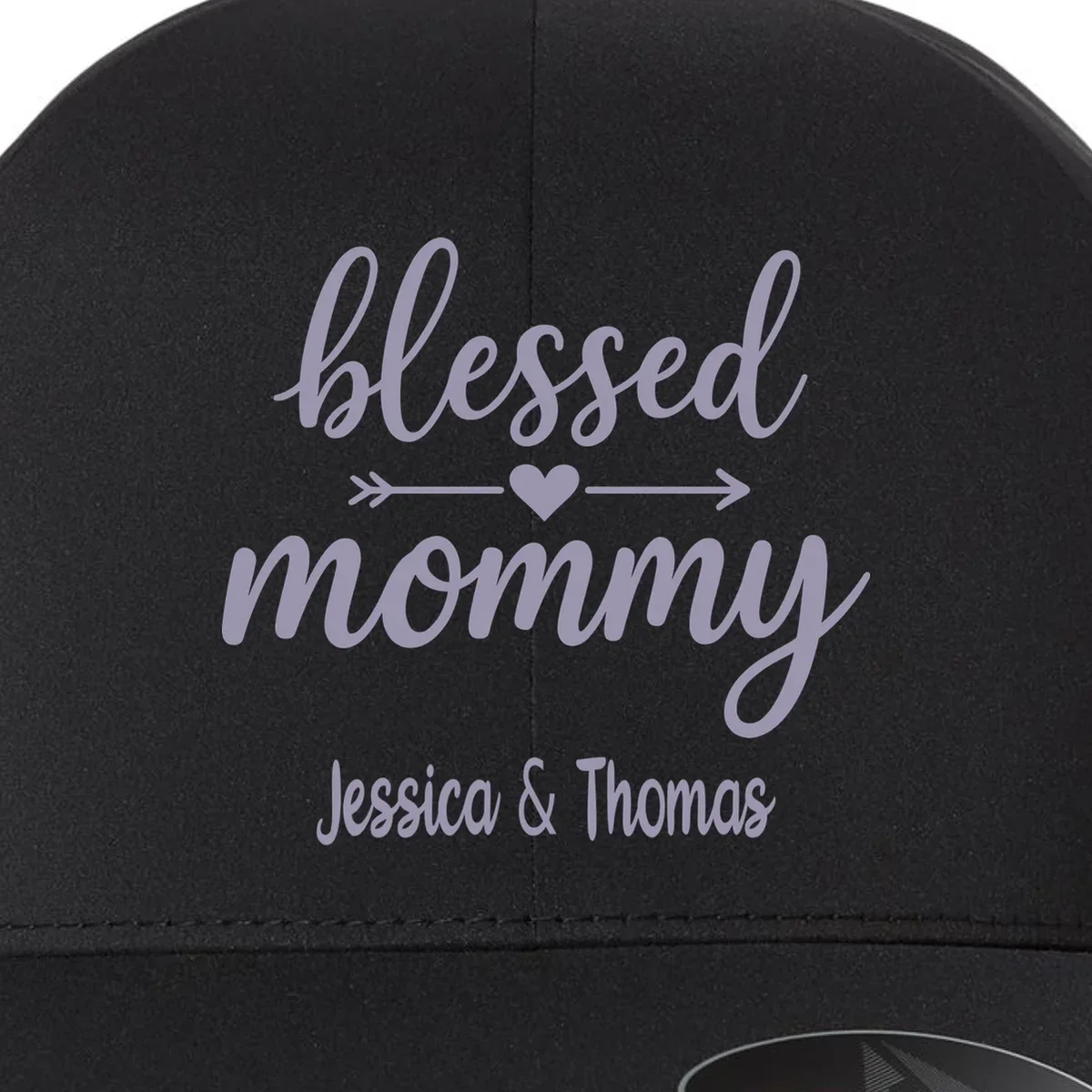 Blessed Mommy Jessica & Thomas Customizable Gift For Mom Flexfit Men's Snapback Hat - Front - Close-up