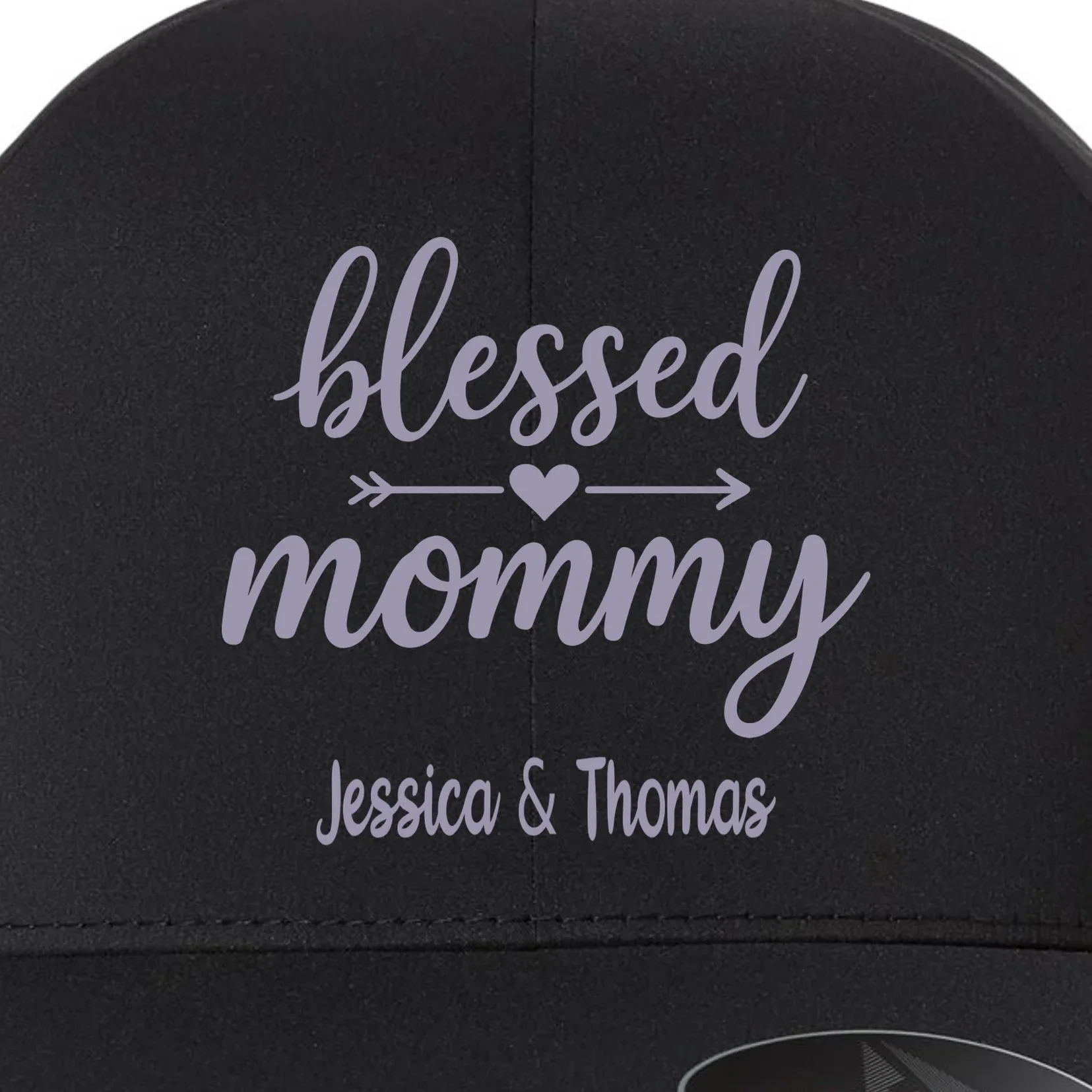 Blessed Mommy Jessica & Thomas Customizable Gift For Mom Flexfit Men's Snapback Hat - Front - Close-up