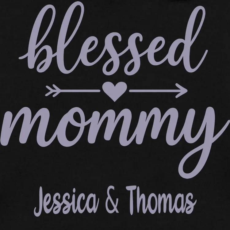 Blessed Mommy Jessica & Thomas Customizable Gift For Mom Men's Hoodie - Front - Close-up