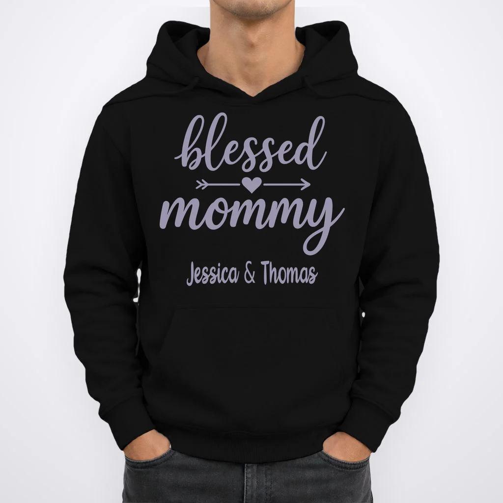 Blessed Mommy Jessica & Thomas Customizable Gift For Mom Hoodie - Front 1