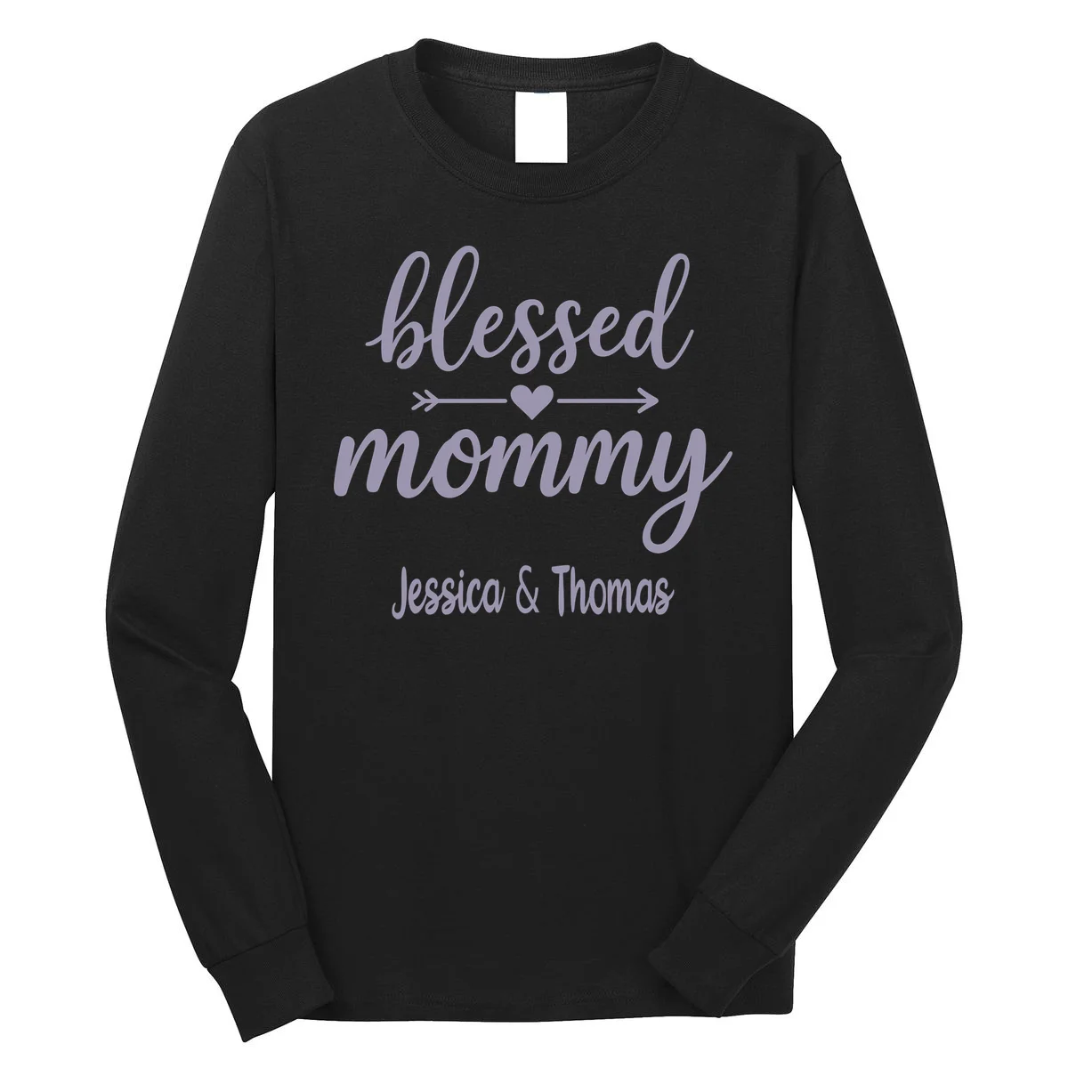 Blessed Mommy Jessica & Thomas Customizable Gift For Mom Long Sleeve Shirt - Front
