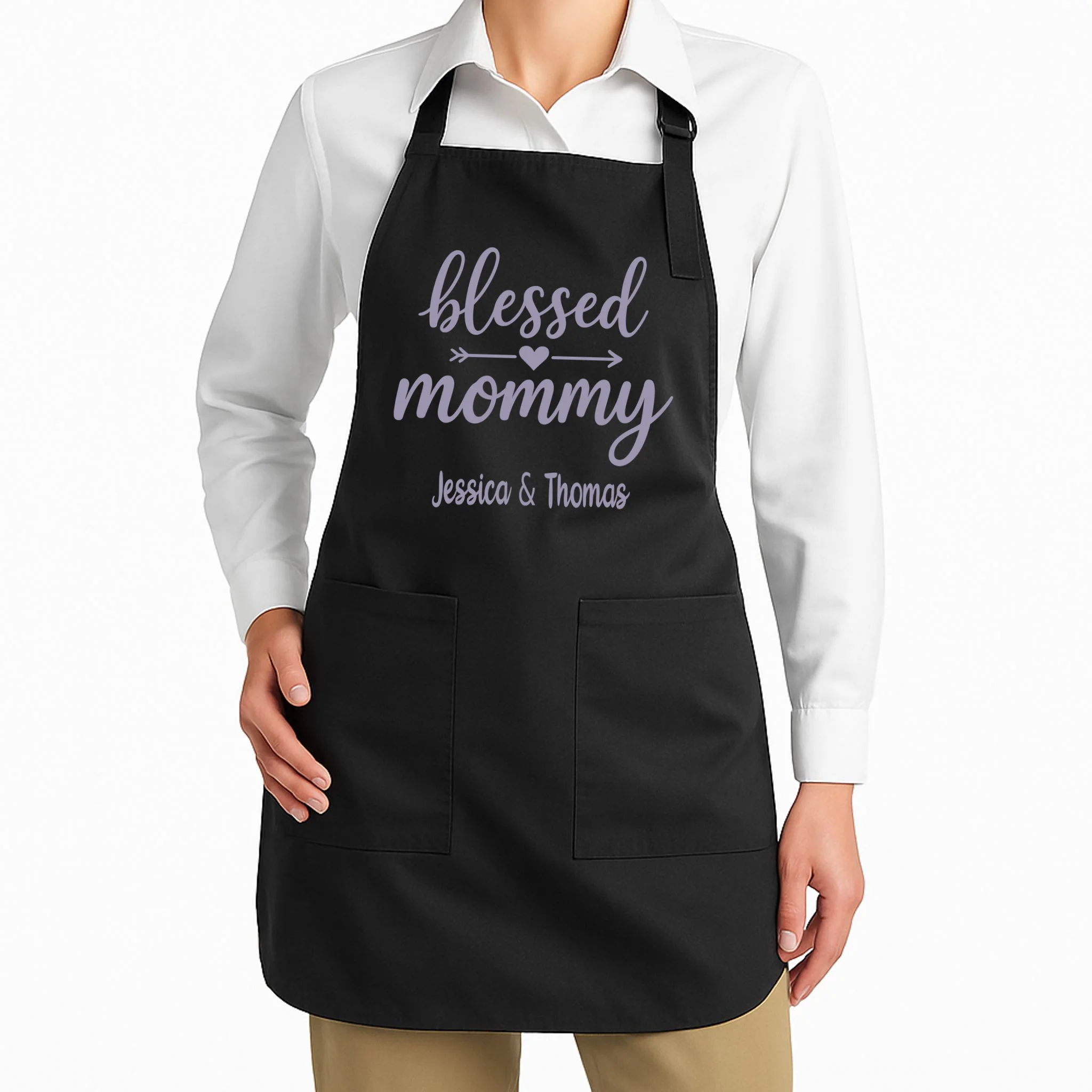 Blessed Mommy Jessica & Thomas Customizable Gift For Mom Apron - Front 1