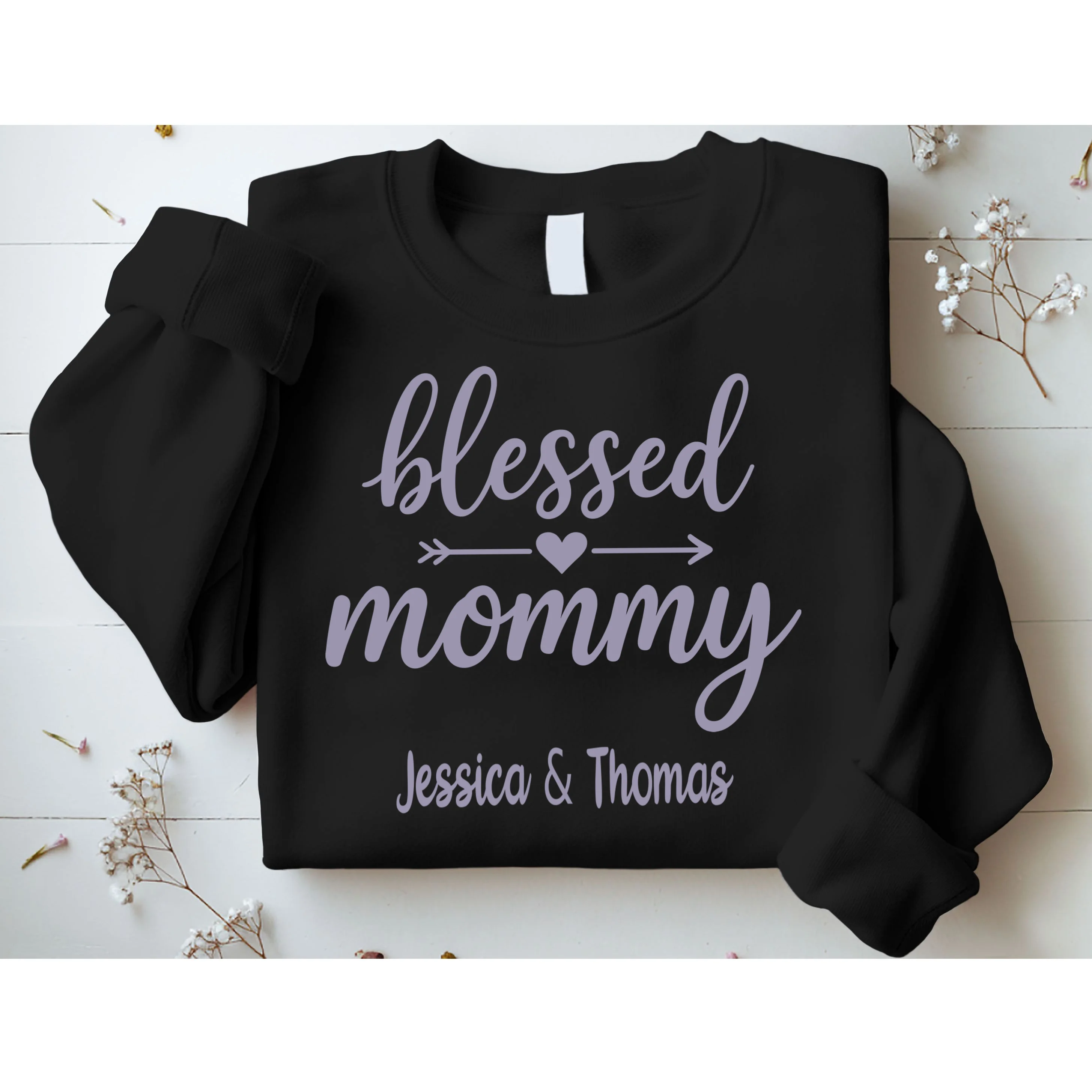 Blessed Mommy Jessica & Thomas Customizable Gift For Mom Sweatshirt - Front 1