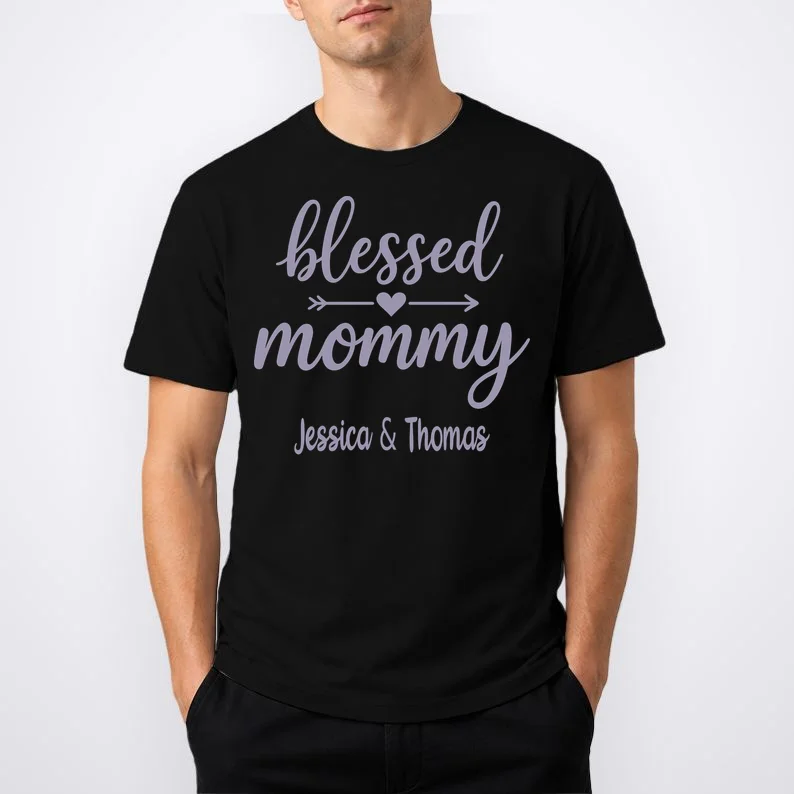 Blessed Mommy Jessica & Thomas Customizable Gift For Mom T-Shirt - Front 1