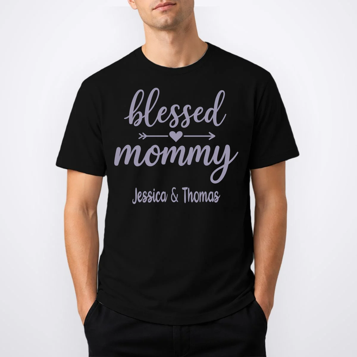 Blessed Mommy Jessica & Thomas Customizable Gift For Mom T-Shirt - Front 1
