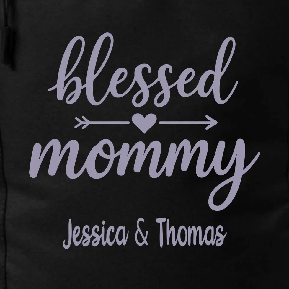 Blessed Mommy Jessica & Thomas Customizable Gift For Mom Backpack - Front - Close-up
