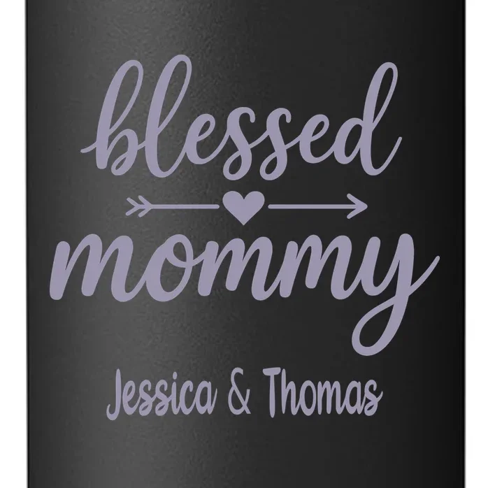 Blessed Mommy Jessica & Thomas Customizable Gift For Mom 24oz Water Bottle - Front - Close-up