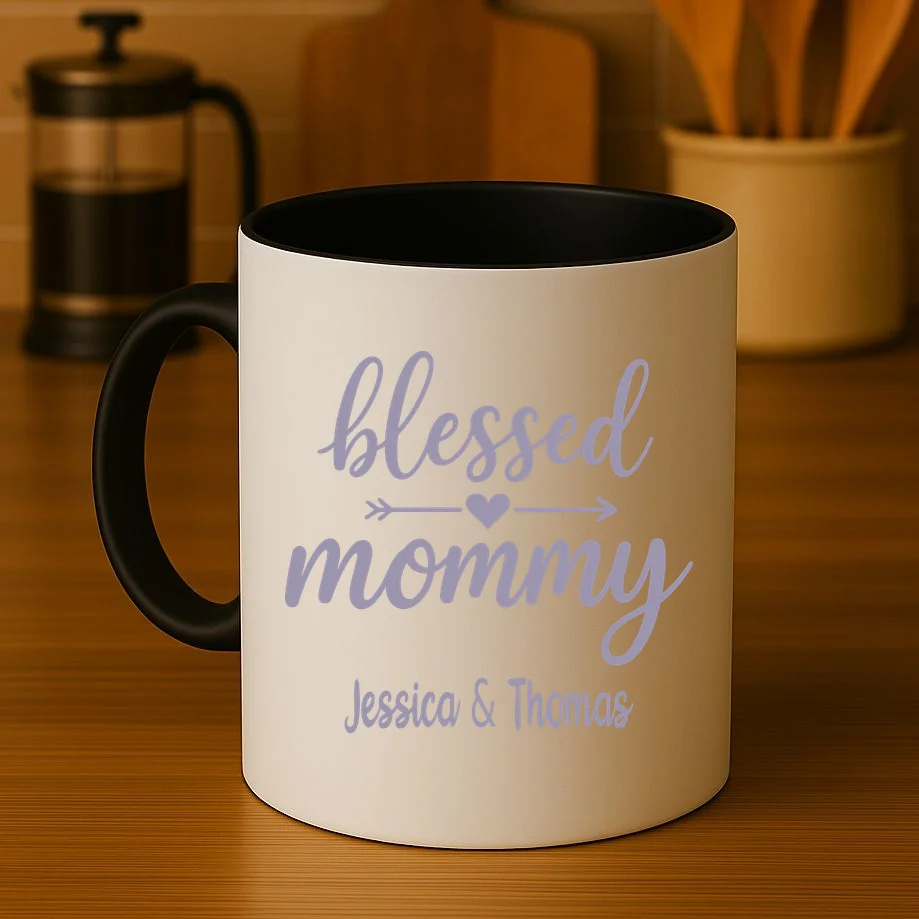 Blessed Mommy Jessica & Thomas Customizable Gift For Mom Coffee Mug - Front 3