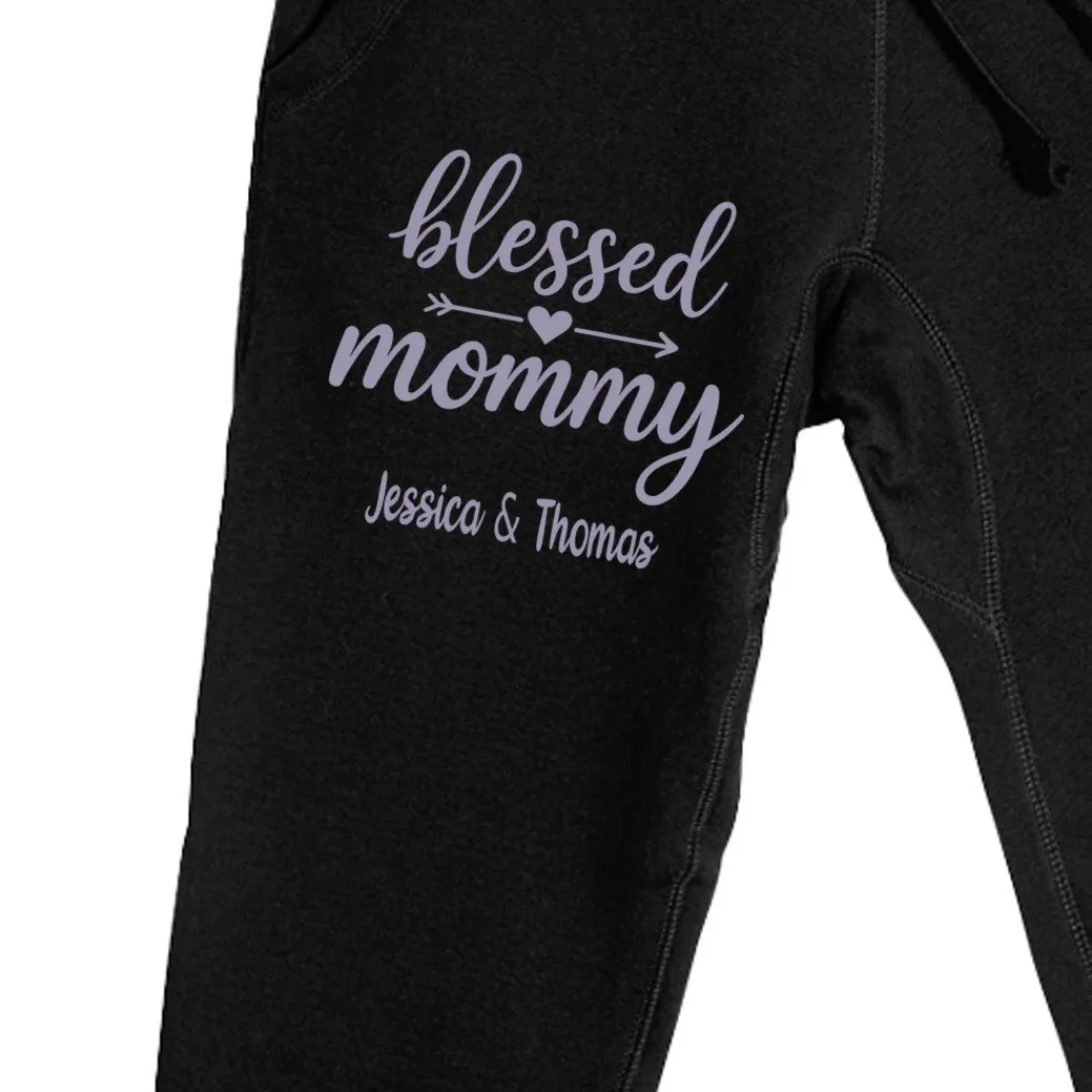 Blessed Mommy Jessica & Thomas Customizable Gift For Mom Men's Sweatpants - Front - Close-up