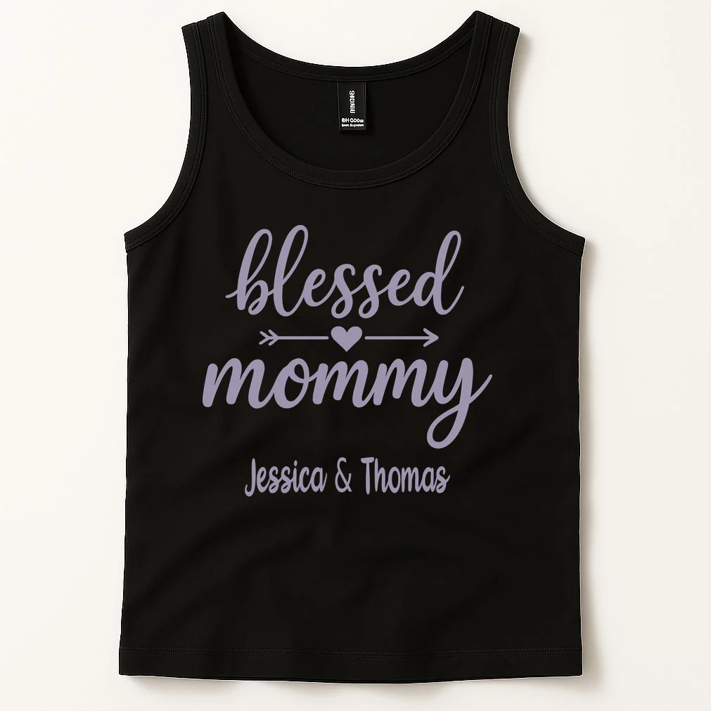Blessed Mommy Jessica & Thomas Customizable Gift For Mom Tank Top - Front 1