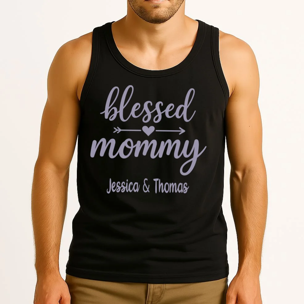 Blessed Mommy Jessica & Thomas Customizable Gift For Mom Tank Top - Front 2