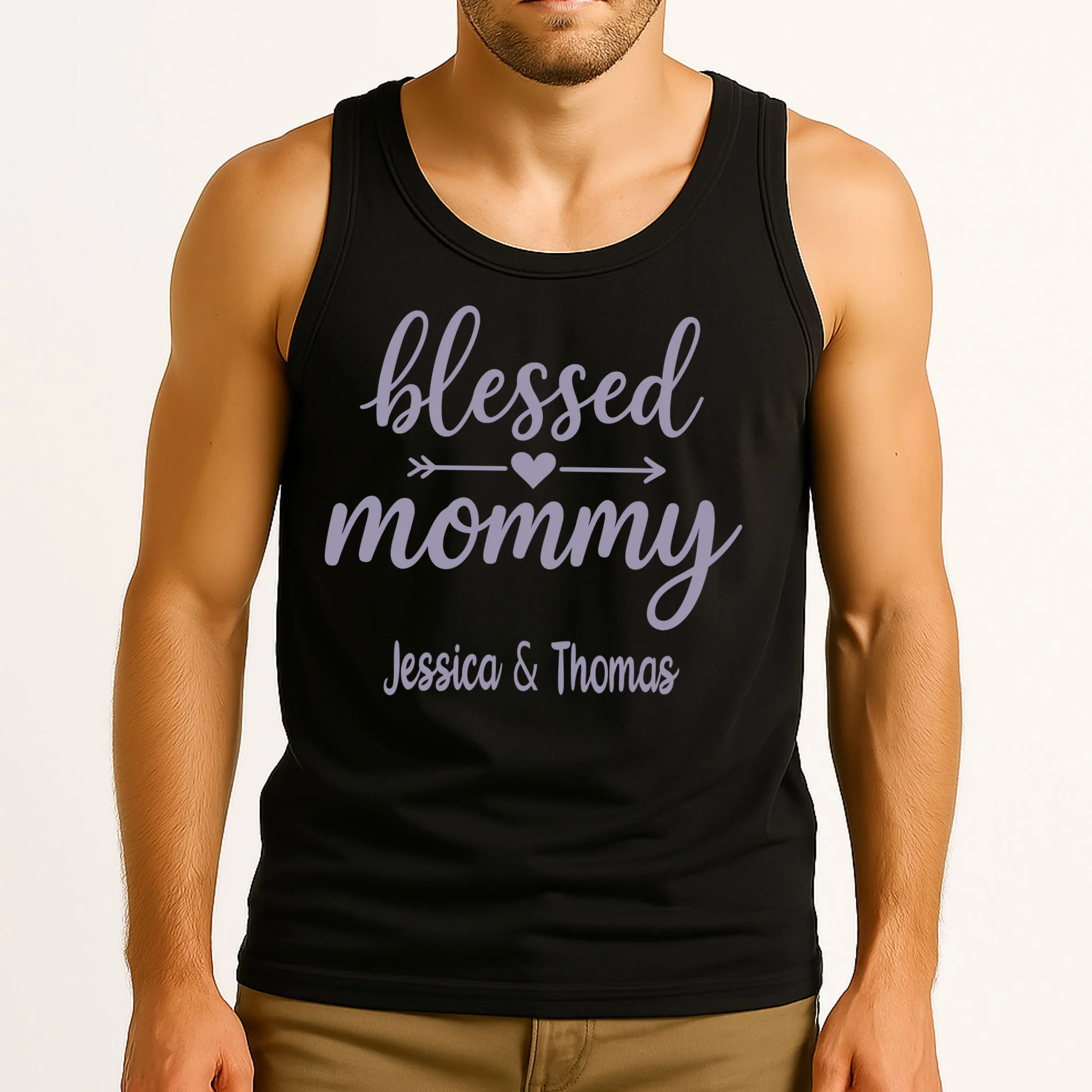 Blessed Mommy Jessica & Thomas Customizable Gift For Mom Men's Tank Top - Front 2