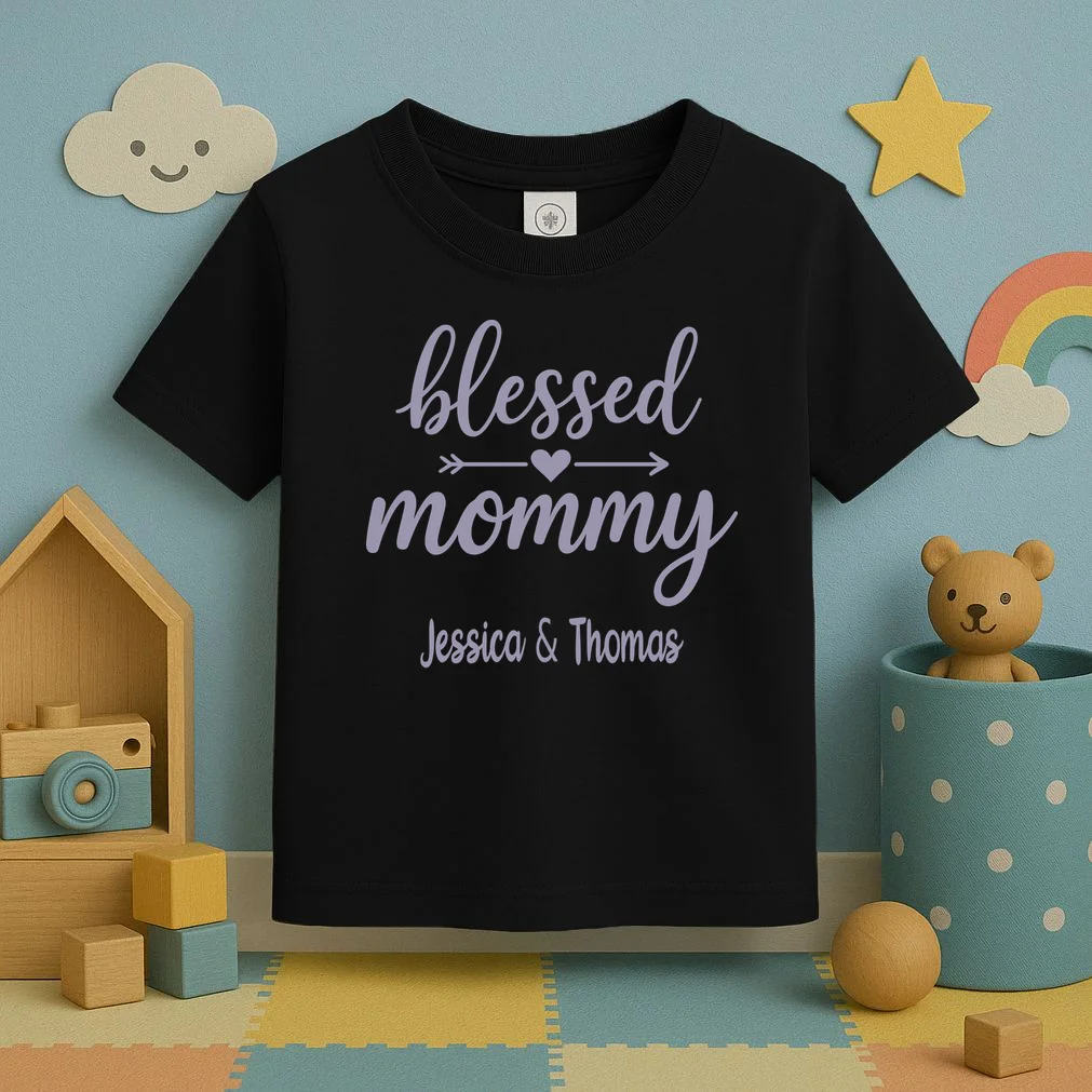 Blessed Mommy Jessica & Thomas Customizable Gift For Mom Toddler T-Shirt - Front 2