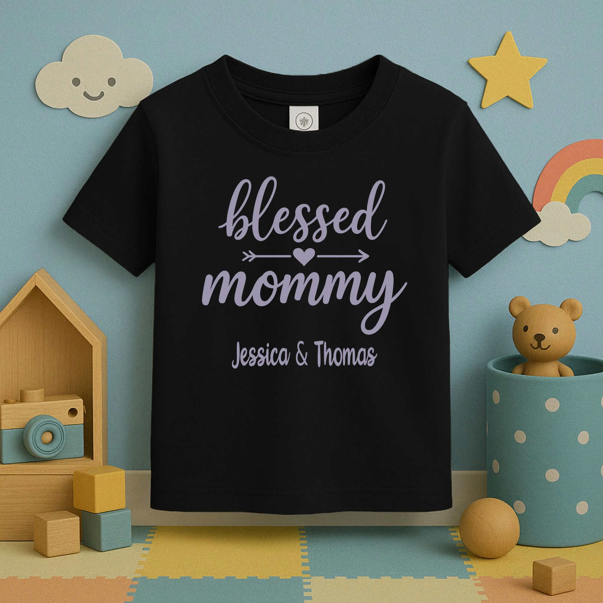 Blessed Mommy Jessica & Thomas Customizable Gift For Mom Toddler T-Shirt - Front 2