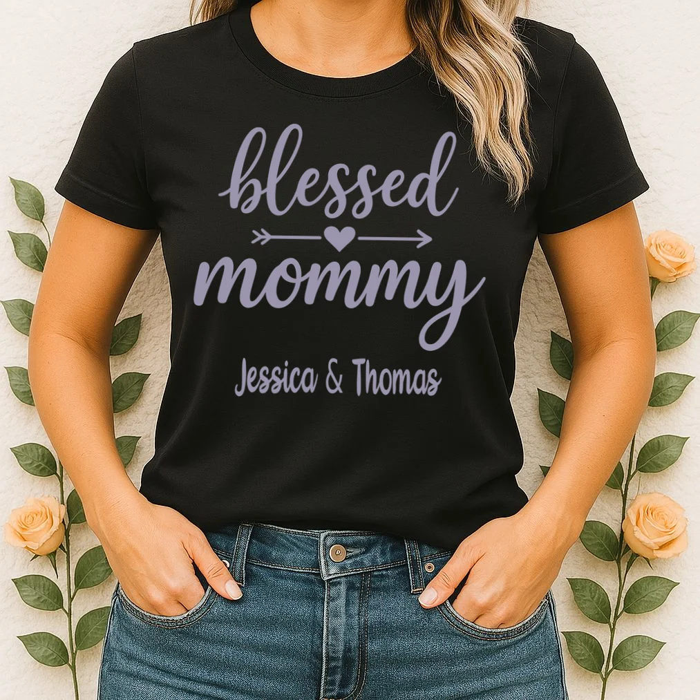 Blessed Mommy Jessica & Thomas Customizable Gift For Mom Women's T-Shirt - Front 1