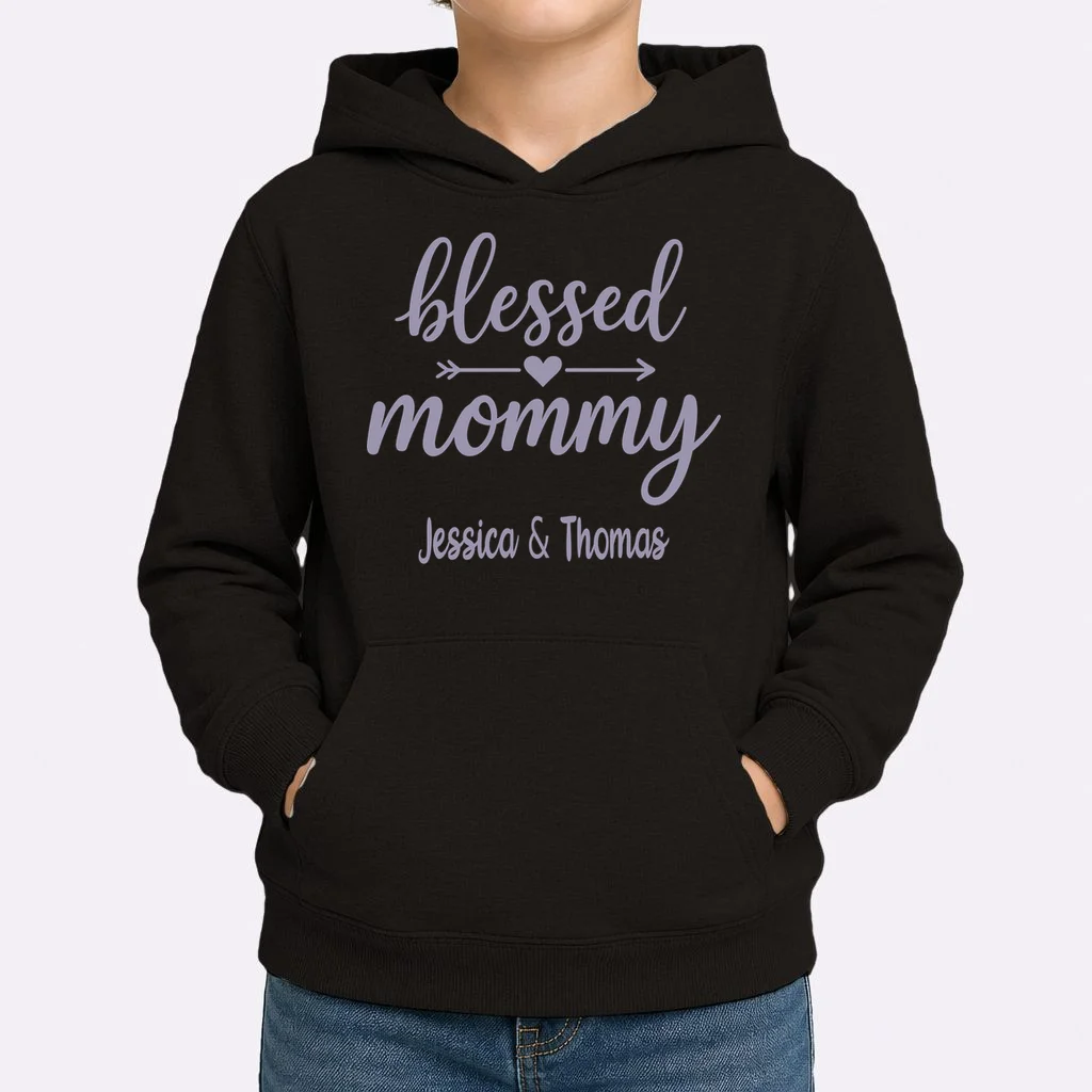 Blessed Mommy Jessica & Thomas Customizable Gift For Mom Kids Hoodie - Front 1
