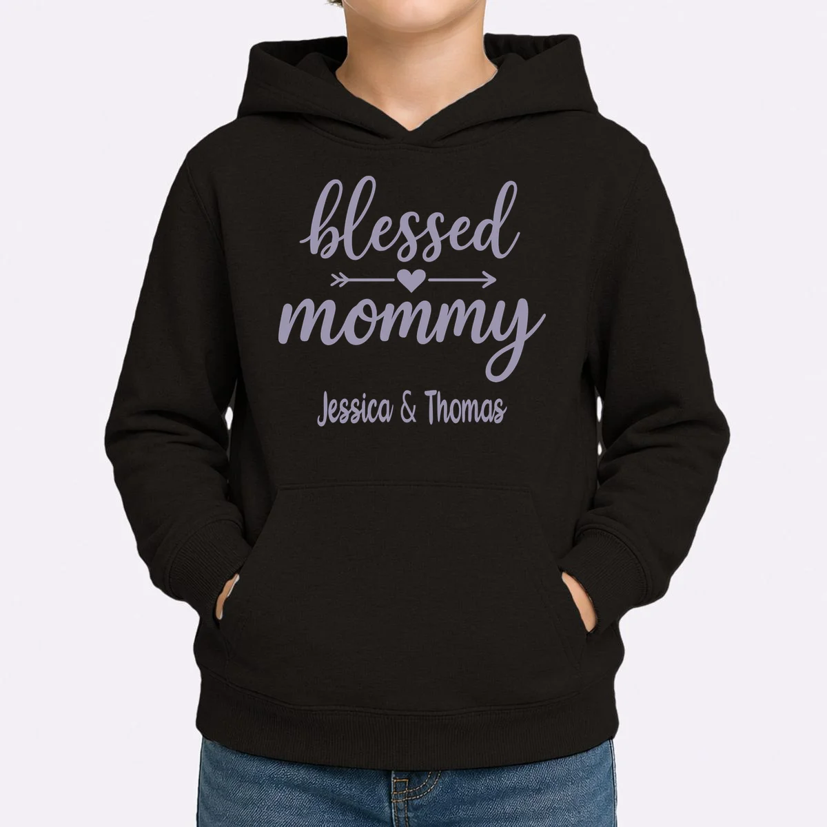 Blessed Mommy Jessica & Thomas Customizable Gift For Mom Kids Hoodie - Front 1