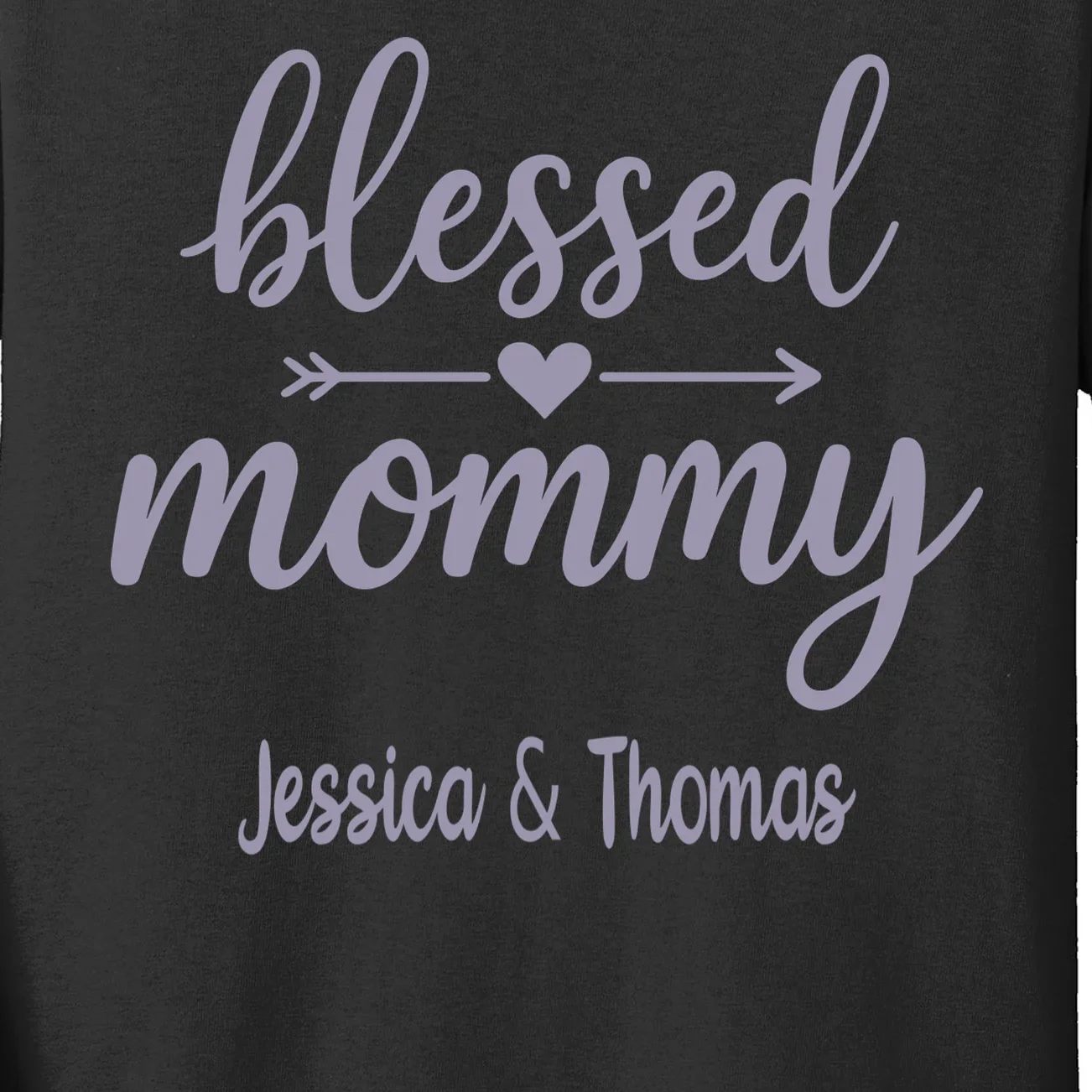 Blessed Mommy Jessica & Thomas Customizable Gift For Mom Kids Long Sleeve Shirt - Front - Close-up
