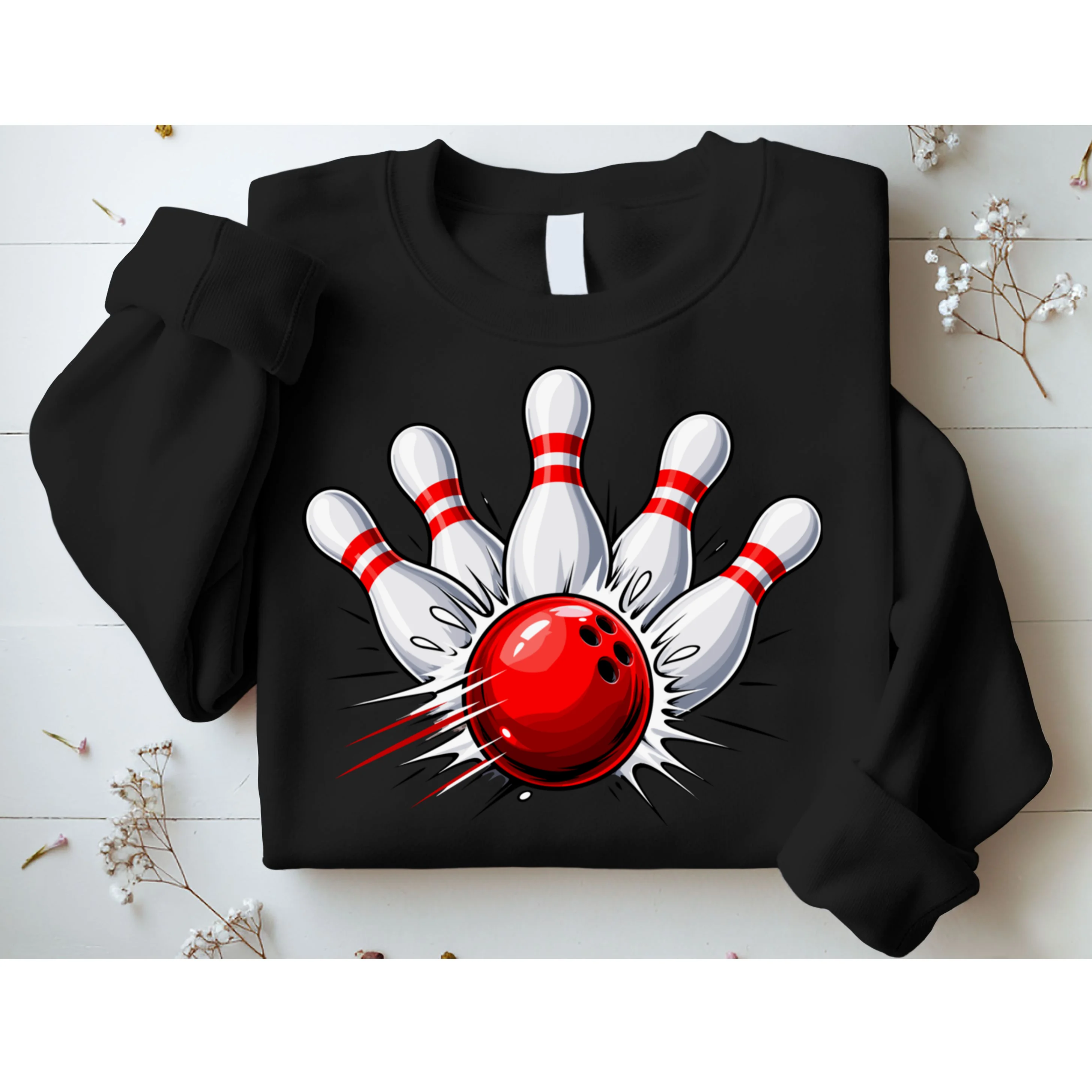 Bowling Team Name Personalized Custom Gift - Custom Bowling Pins & Ball Team Design Men's Sweatshirt - Front 1