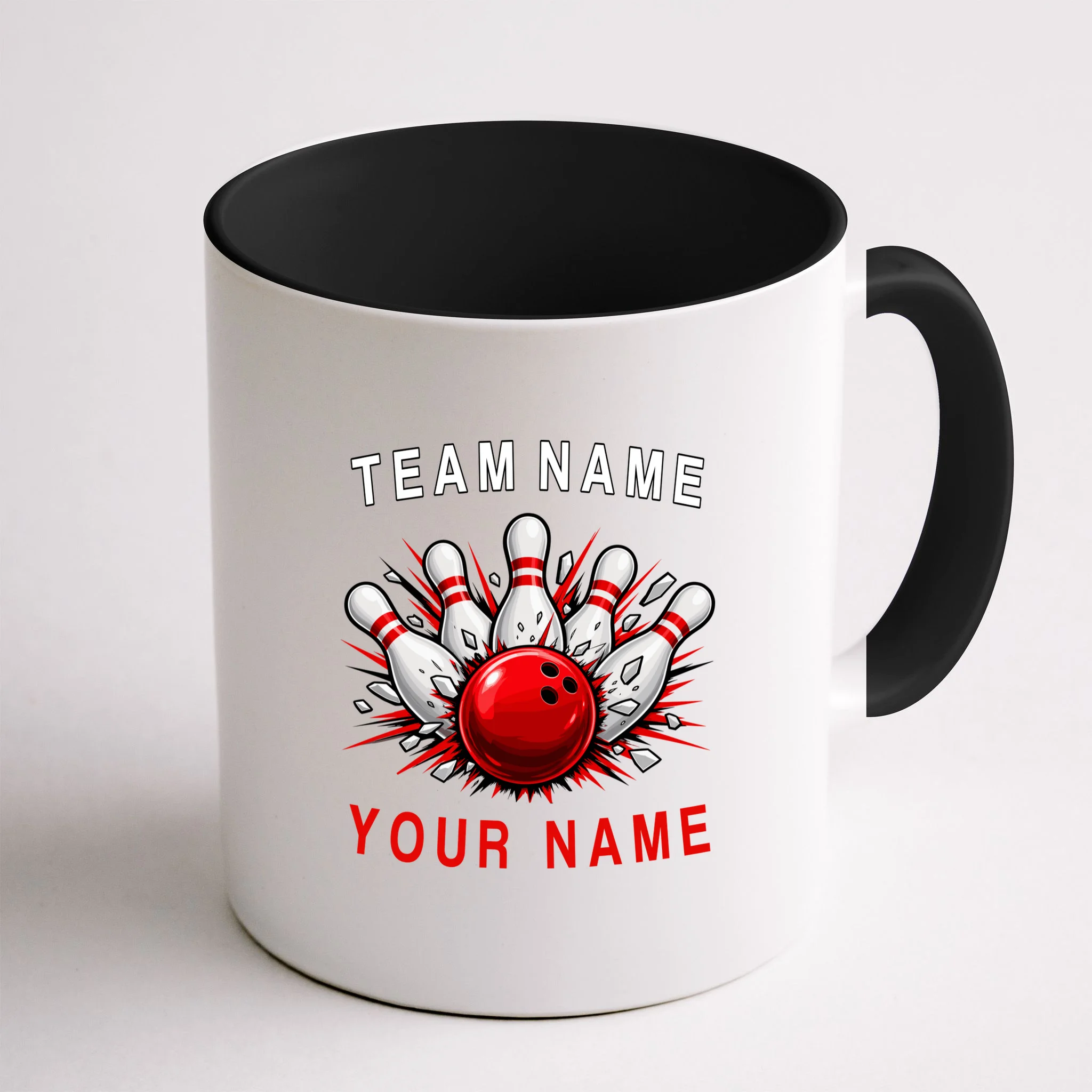 Bowling Team Name Personalized Custom Gift - Custom Bowling Pins & Ball Team Design Mug - Back
