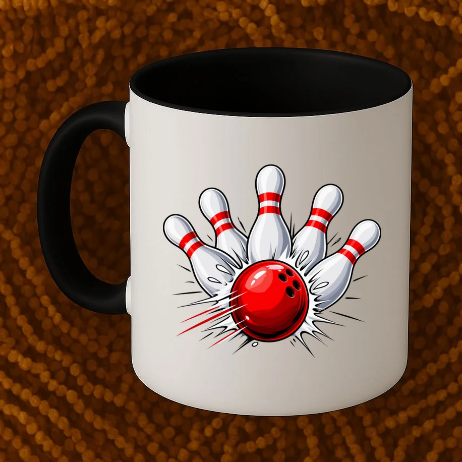 Bowling Team Name Personalized Custom Gift - Custom Bowling Pins & Ball Team Design Mug - Front 1