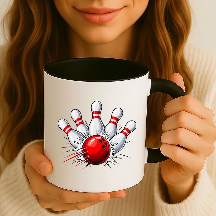 Bowling Team Name Personalized Custom Gift - Custom Bowling Pins & Ball Team Design Mug - Front 2