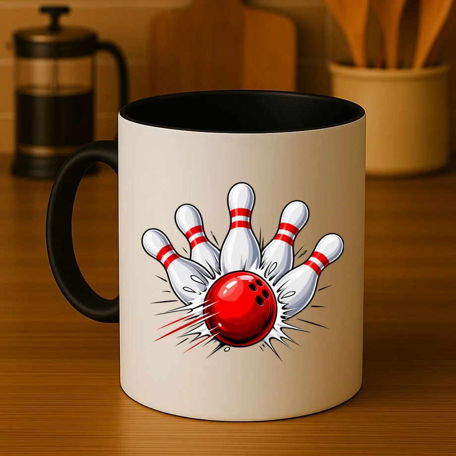 Bowling Team Name Personalized Custom Gift - Custom Bowling Pins & Ball Team Design Mug - Front 3