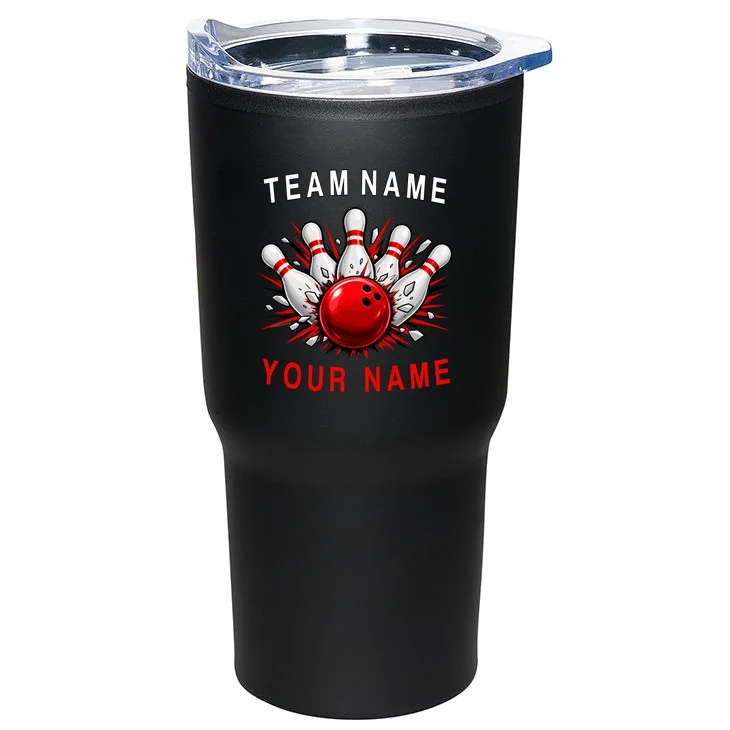 Bowling Team Name Personalized Custom Gift - Custom Bowling Pins & Ball Team Design 20oz Tumbler - Back