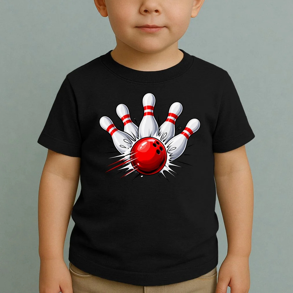 Bowling Team Name Personalized Custom Gift - Custom Bowling Pins & Ball Team Design Toddler T-Shirt - Front 1