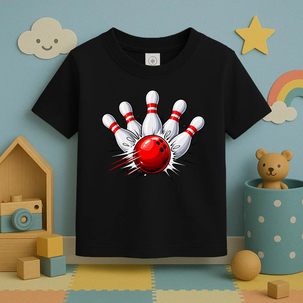 Bowling Team Name Personalized Custom Gift - Custom Bowling Pins & Ball Team Design Toddler T-Shirt - Front 2