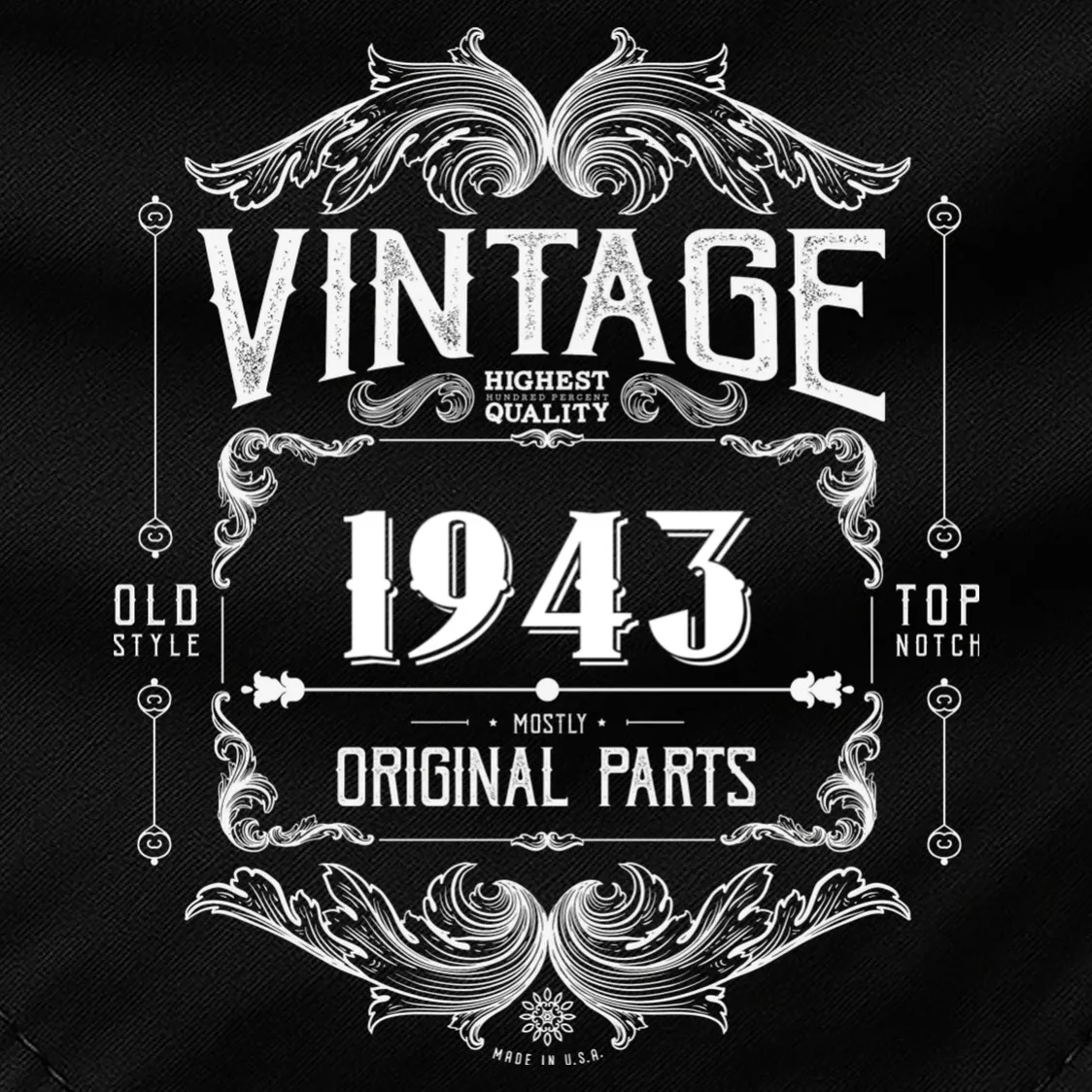 Birthday Vintage Year Mostly Original Parts Custom Personalized Dog Bandana - Front - Close-up