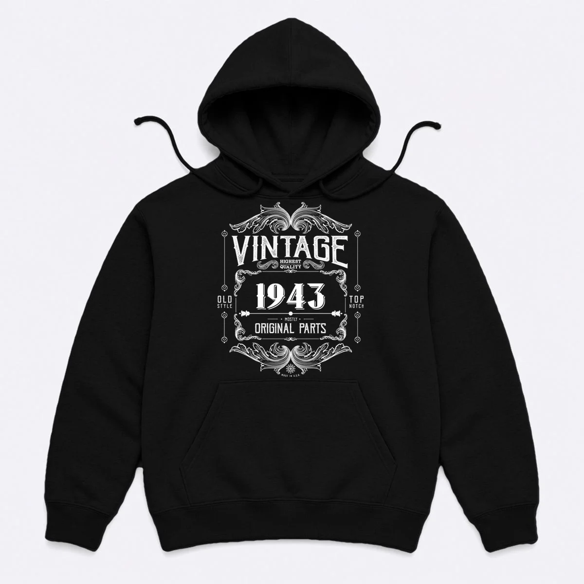 Birthday Vintage Year Mostly Original Parts Custom Personalized Hoodie - Front