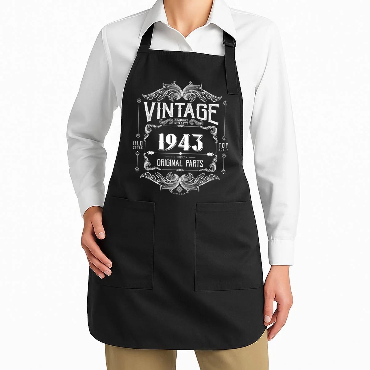 Birthday Vintage Year Mostly Original Parts Custom Personalized Apron - Front 1