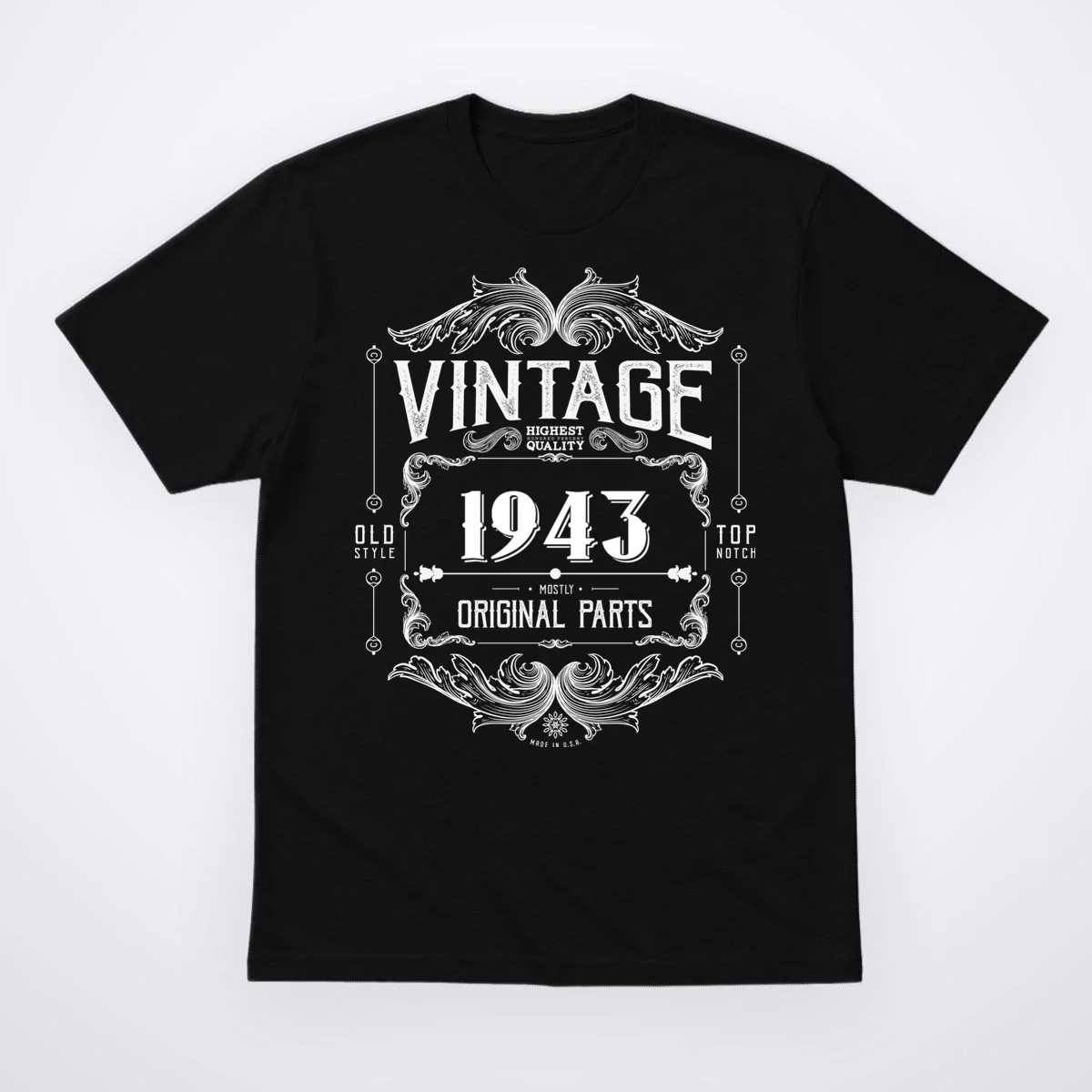 Birthday Vintage Year Mostly Original Parts Custom Personalized T-Shirt - Front