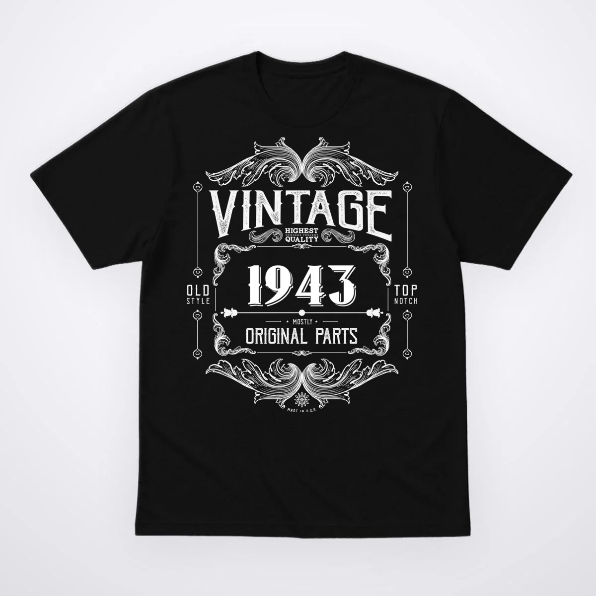 Birthday Vintage Year Mostly Original Parts Custom Personalized Men's T-Shirt - Front
