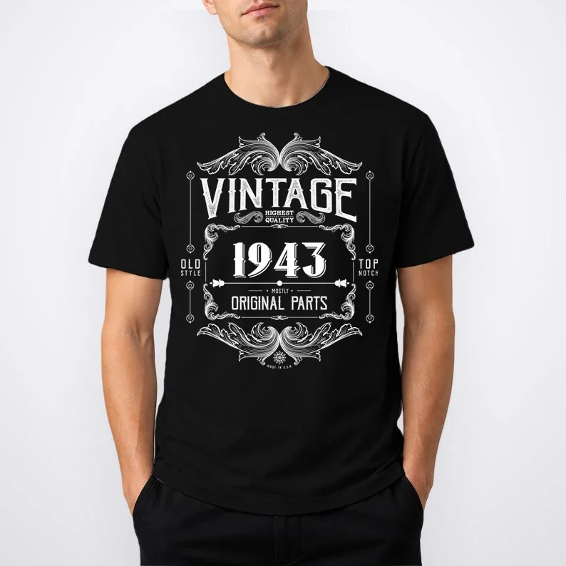 Birthday Vintage Year Mostly Original Parts Custom Personalized T-Shirt - Front 1