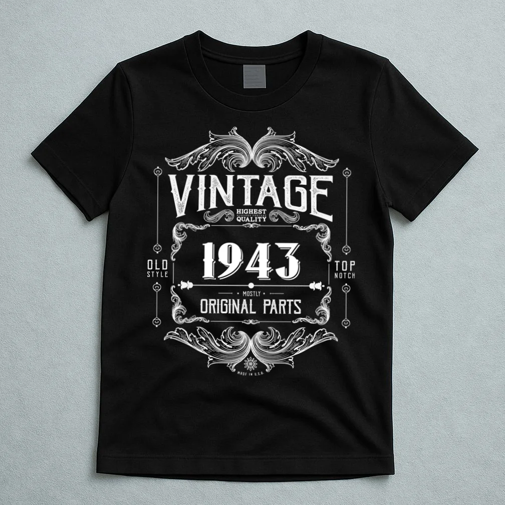 Birthday Vintage Year Mostly Original Parts Custom Personalized T-Shirt - Front 5