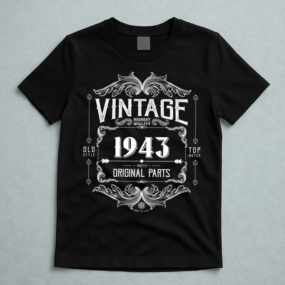 Birthday Vintage Year Mostly Original Parts Custom Personalized T-Shirt - Front 5