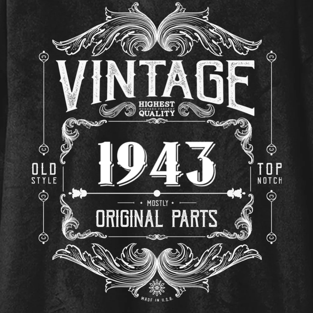 Birthday Vintage Year Mostly Original Parts Custom Personalized Hooded Blanket - Front - Close-up