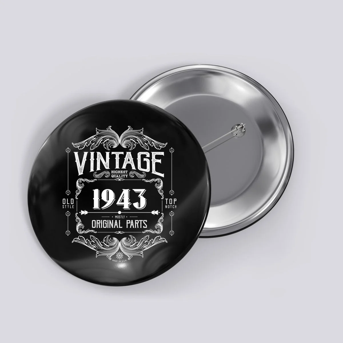 Birthday Vintage Year Mostly Original Parts Custom Personalized Button - Front