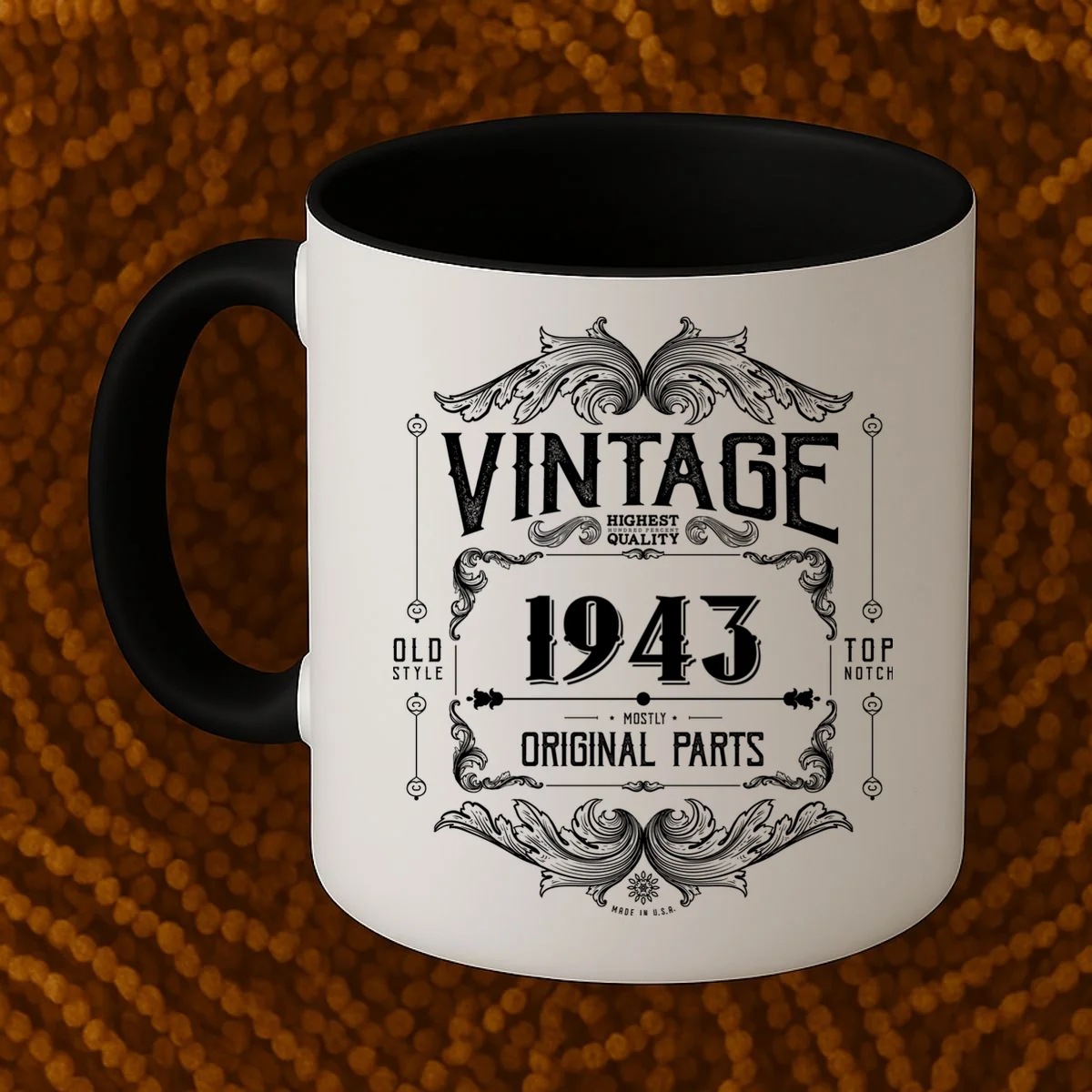 Birthday Vintage Year Mostly Original Parts Custom Personalized Coffee Mug - Front 1