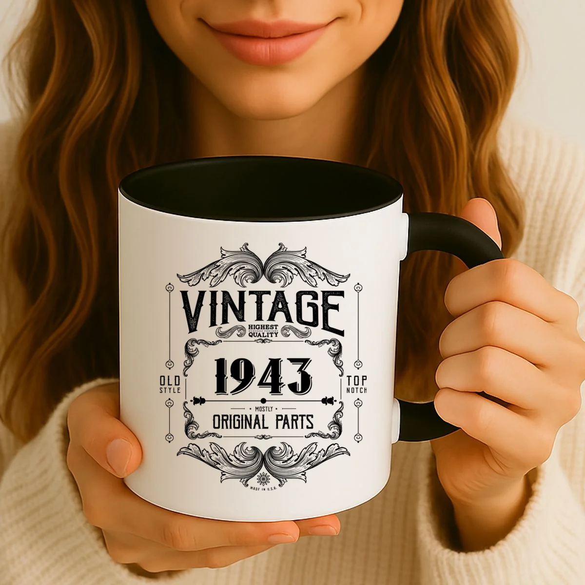 Birthday Vintage Year Mostly Original Parts Custom Personalized Coffee Mug - Front 2