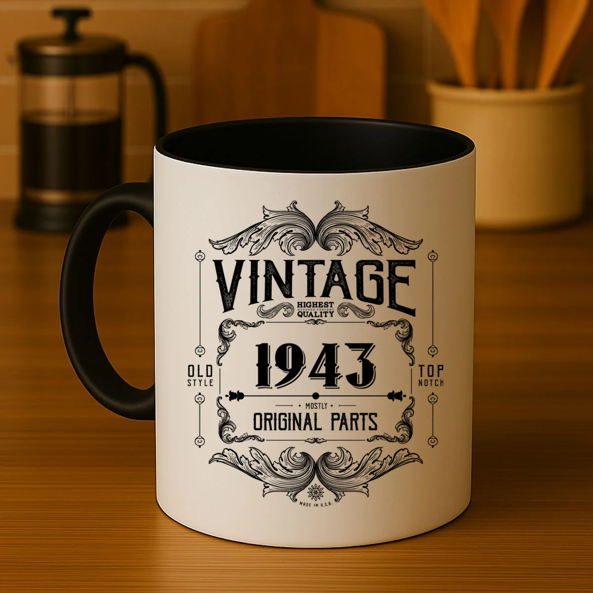 Birthday Vintage Year Mostly Original Parts Custom Personalized Coffee Mug - Front 3